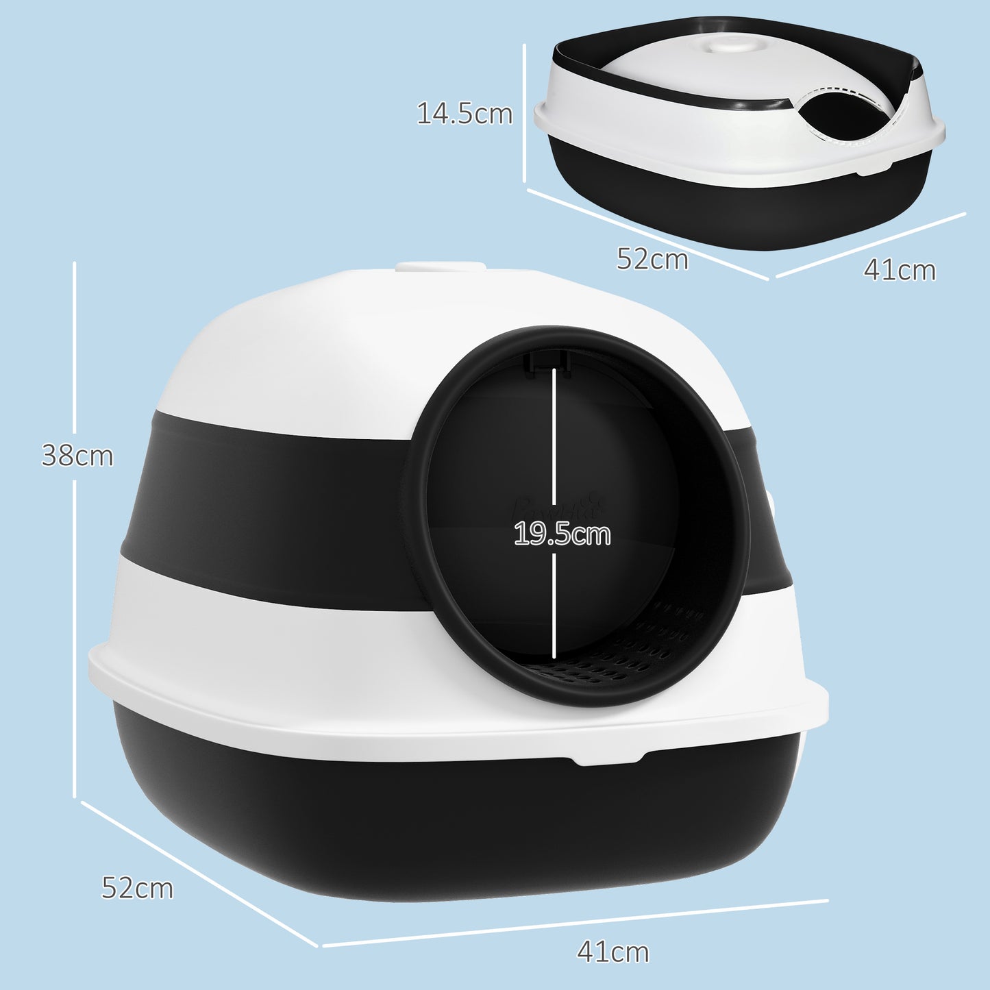 Foldable Cat Litter Tray Hooded Cat Litter Box w/ High Side, Black