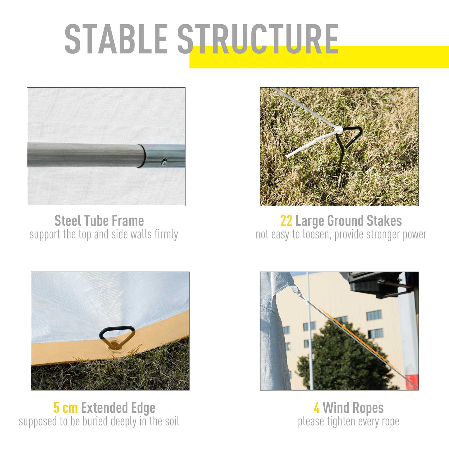 Outsunny 8m x 4m Garden Gazebo Marquee Party Tent Wedding Portable Garage Carport Event shelter Car Canopy Outdoor Heavy Duty Steel Frame Waterproof Rot Resistant