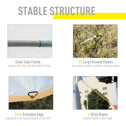 Outsunny 8m x 4m Garden Gazebo Marquee Party Tent Wedding Portable Garage Carport Event shelter Car Canopy Outdoor Heavy Duty Steel Frame Waterproof Rot Resistant