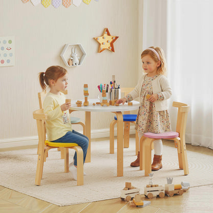 5 Piece Kids Table and Chairs Set Wood for 3-8 Years for Art Crafts