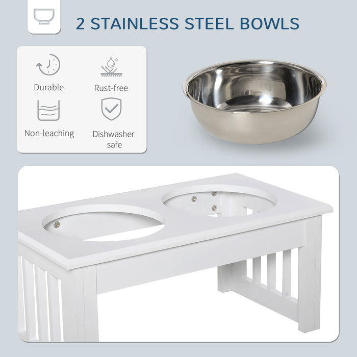 Stainless Steel Pet Feeder, 43.7Lx24Wx15H cm-White