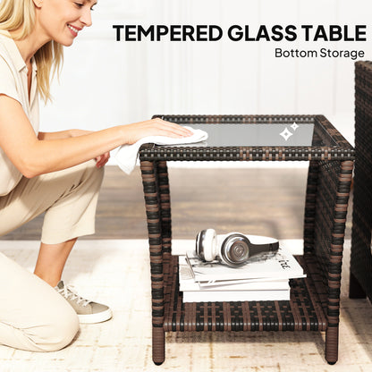 3 Pieces Rattan Bistro Set w/ Adjustable Backrest - Orange