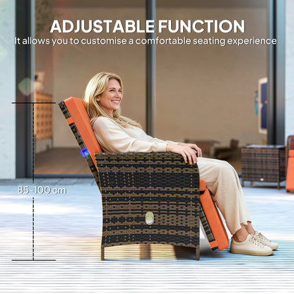 3 Pieces Rattan Bistro Set w/ Adjustable Backrest - Orange