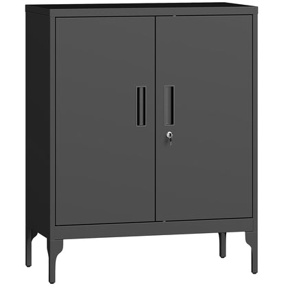Metal Storage Cabinet with Lock for Home Office, Garage, Study, Black