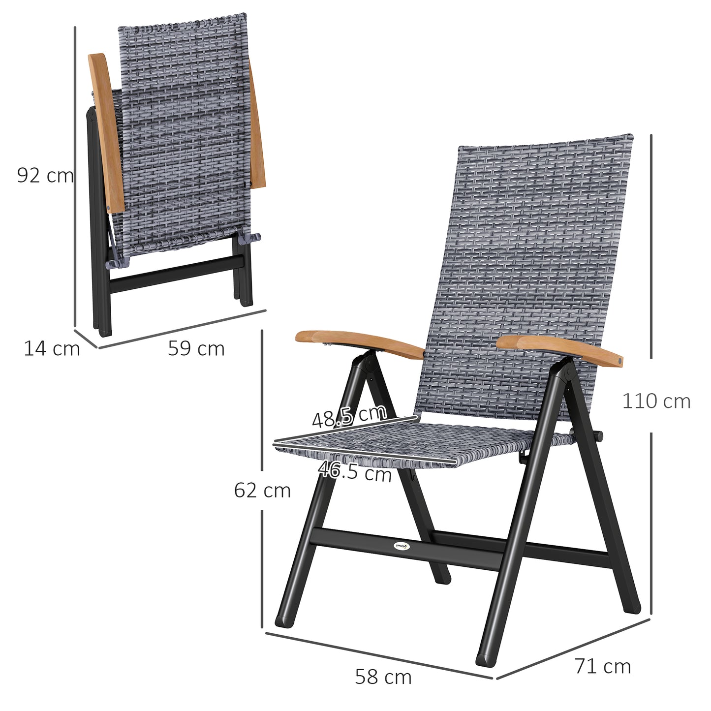 Outdoor Folding Dining Chair, Dining Chair, Light Grey