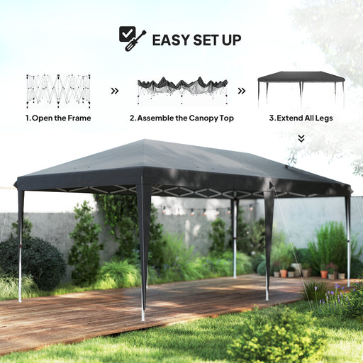 6 x 3(m) Pop Up Gazebo Patio Party Event Heavy Duty Canopy Grey