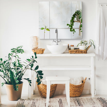 Bathroom Mirror Cabinet Wall Mount Storage organiser w/ Door, White