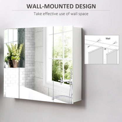 Bathroom Mirror Cabinet Wall Mount Storage organiser w/ Door, White