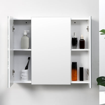 Bathroom Mirror Cabinet Wall Mount Storage organiser w/ Door, White