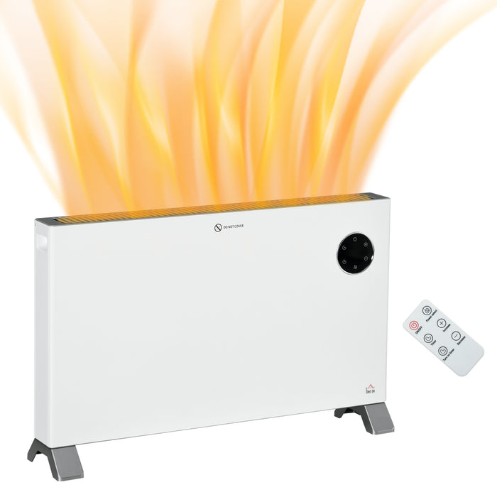 2000W Electric Convector Heater, Freestanding Space Heater with 3 Heat Settings, Adjustable Thermostat, Timer, White