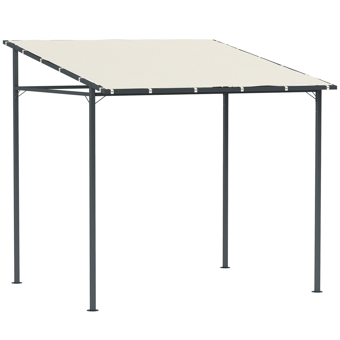 2.4 x 2.4 m Wall Mounted Pergola Gazebo, UPF30+, Cream White