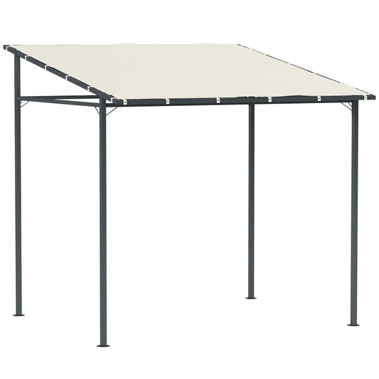 2.4 x 2.4 m Wall Mounted Pergola Gazebo, UPF30+, Cream White