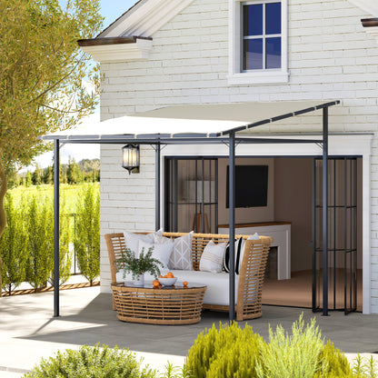 2.4 x 2.4 m Wall Mounted Pergola Gazebo, UPF30+, Cream White