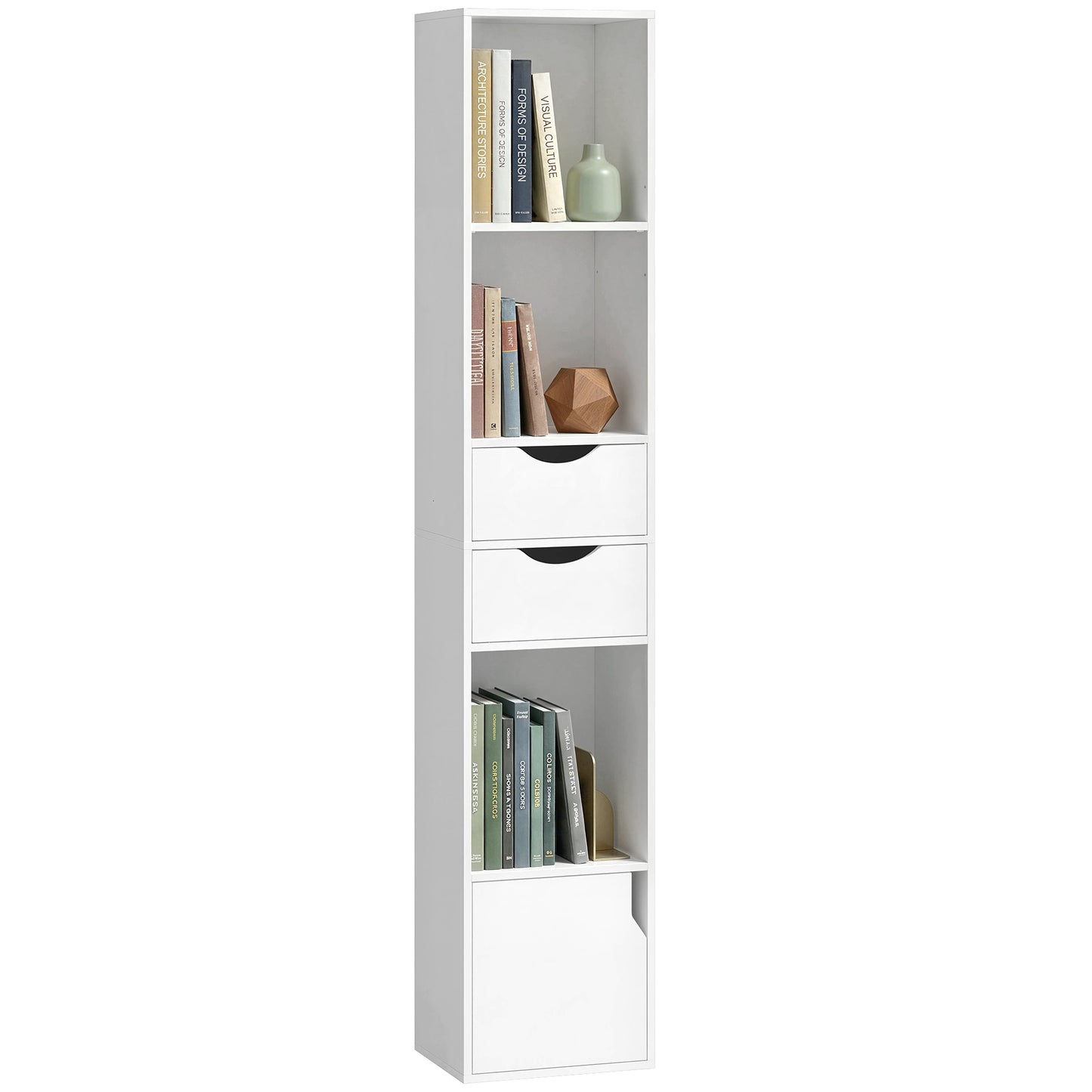 Bookcase with Drawers Adjustable Shelf 158 cm White