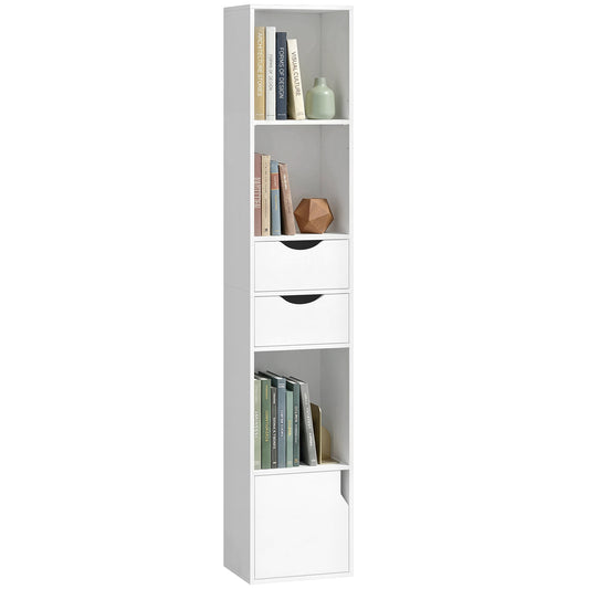 Bookcase with Drawers Adjustable Shelf 158 cm White