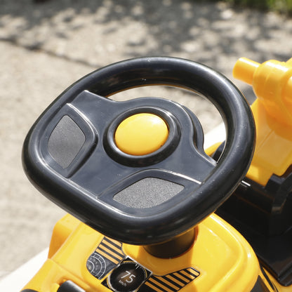 Kids' Foot-Powered Ride-On Road Roller with Horn - Yellow & Black