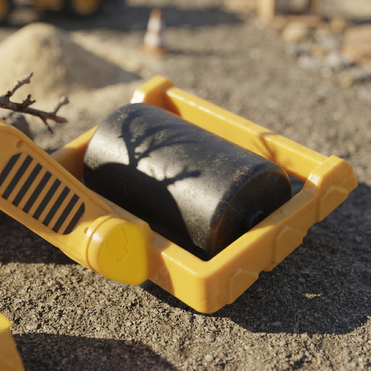 Kids' Foot-Powered Ride-On Road Roller with Horn - Yellow & Black