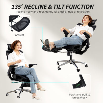 Ergonomic Office Chair, Mesh Desk Chair with Lumbar Support, Footrest