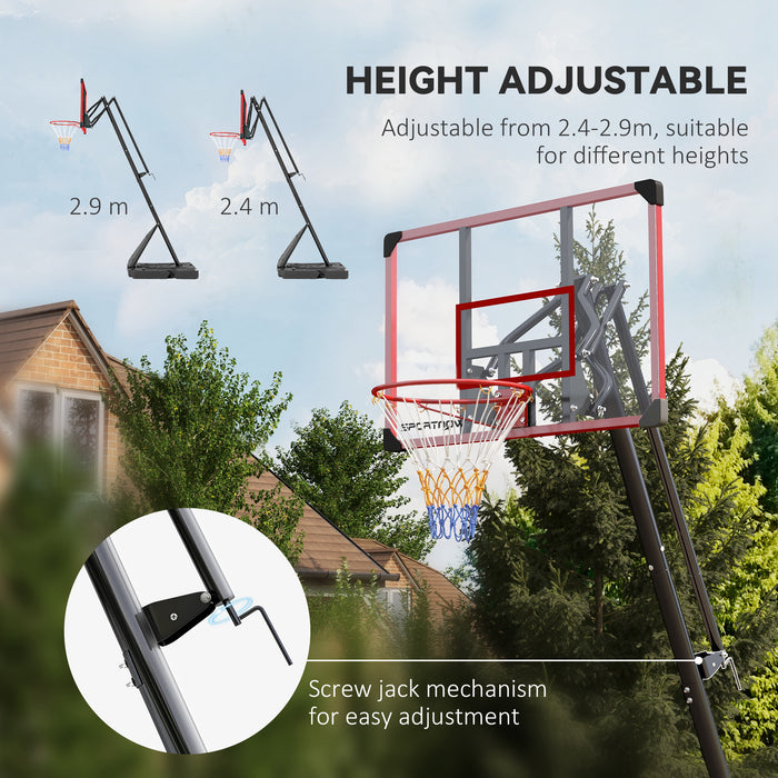 Adjustable Basketball Hoop with Weighted Base, 2.4-2.9m, Red