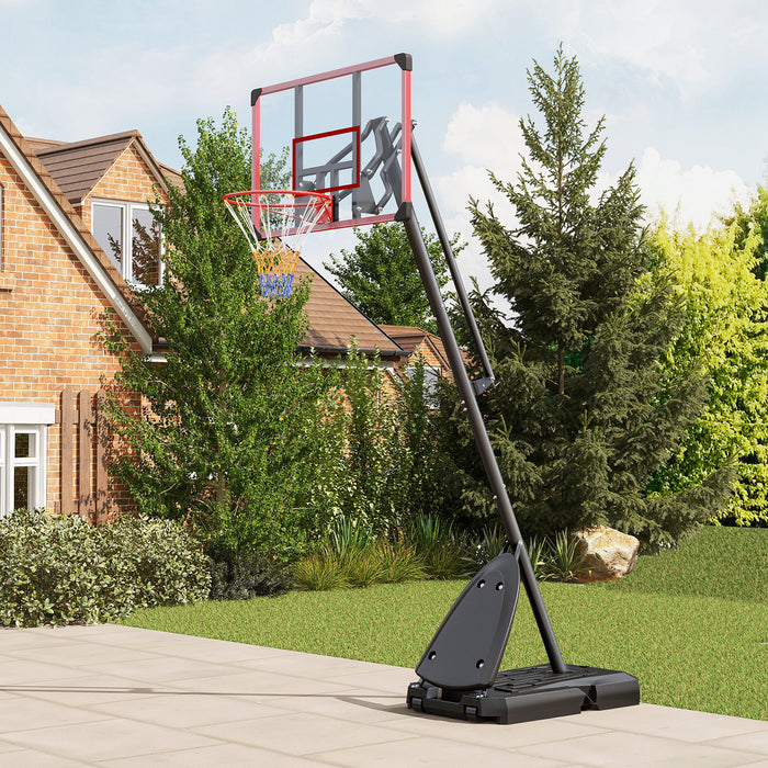 Adjustable Basketball Hoop with Weighted Base, 2.4-2.9m, Red