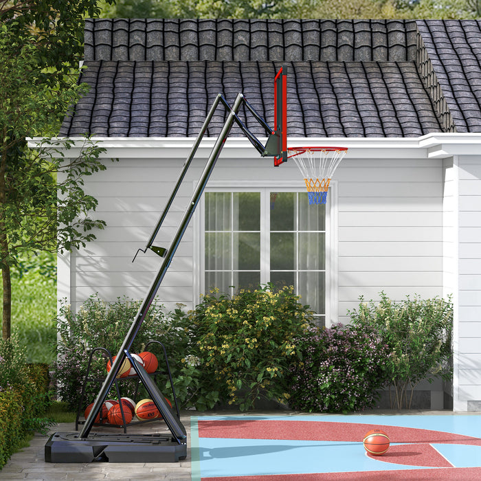 Adjustable Basketball Hoop with Weighted Base, 2.4-2.9m, Red