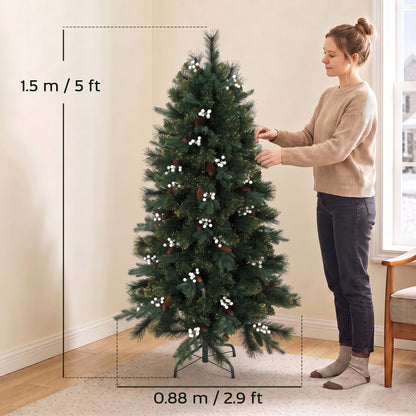 5ft Artificial Christmas Tree with 490 Branch Tips for Holiday Decor