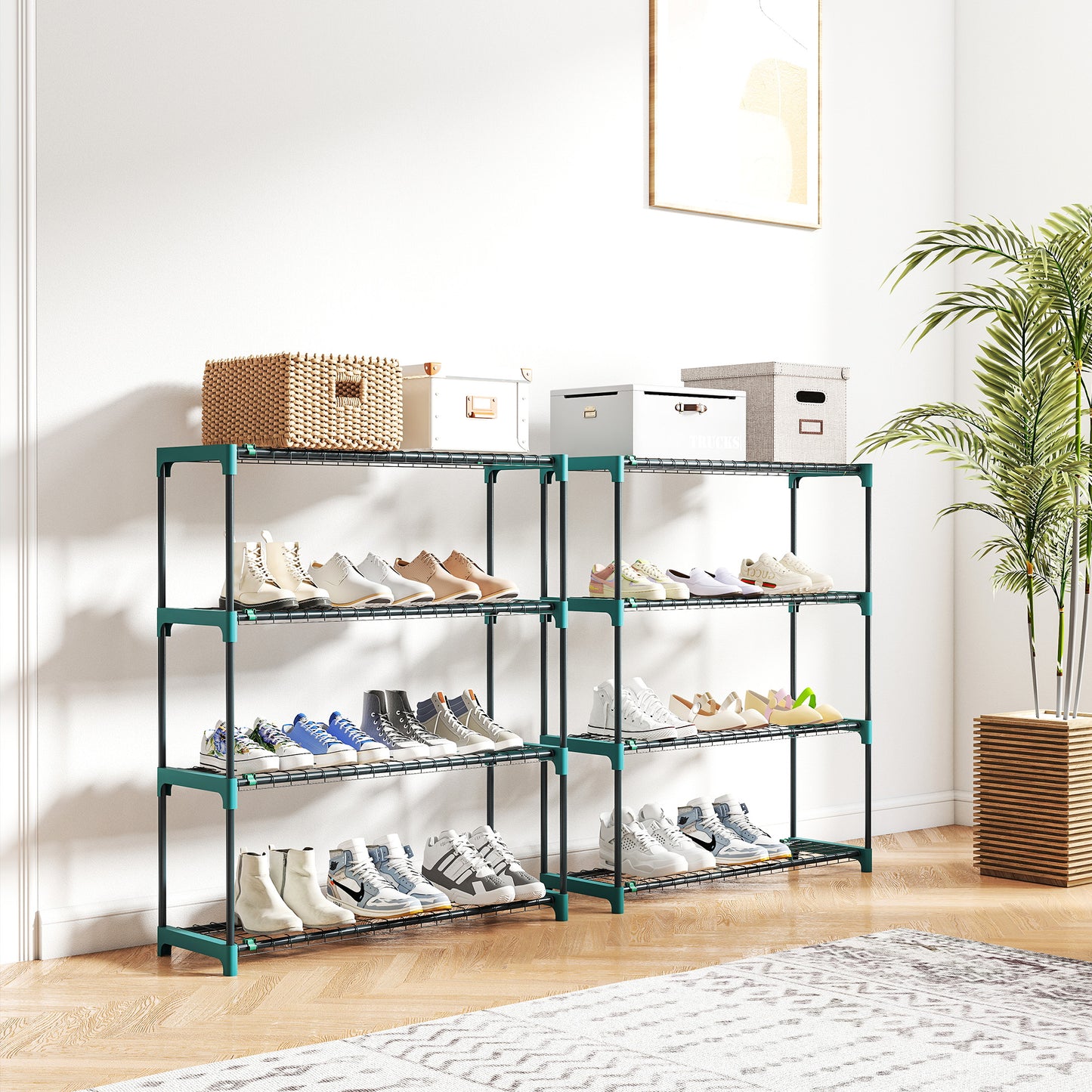 4-Tier Plant Stand Indoor Outdoor, Set of 2 Metal Plant Shelf