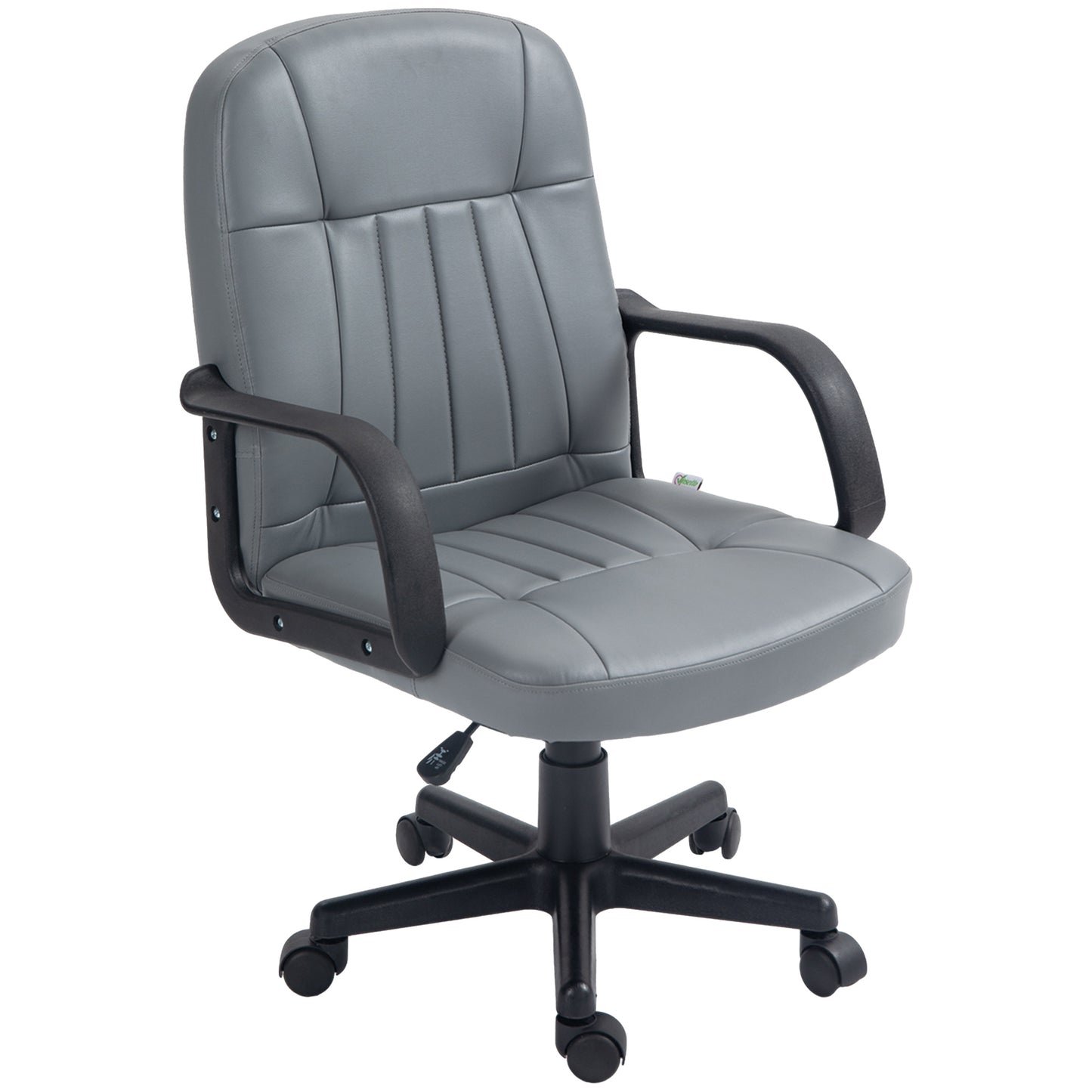 PU Leather Office Chair Swivel Home Mid-Back Computer Desk Chair, Grey