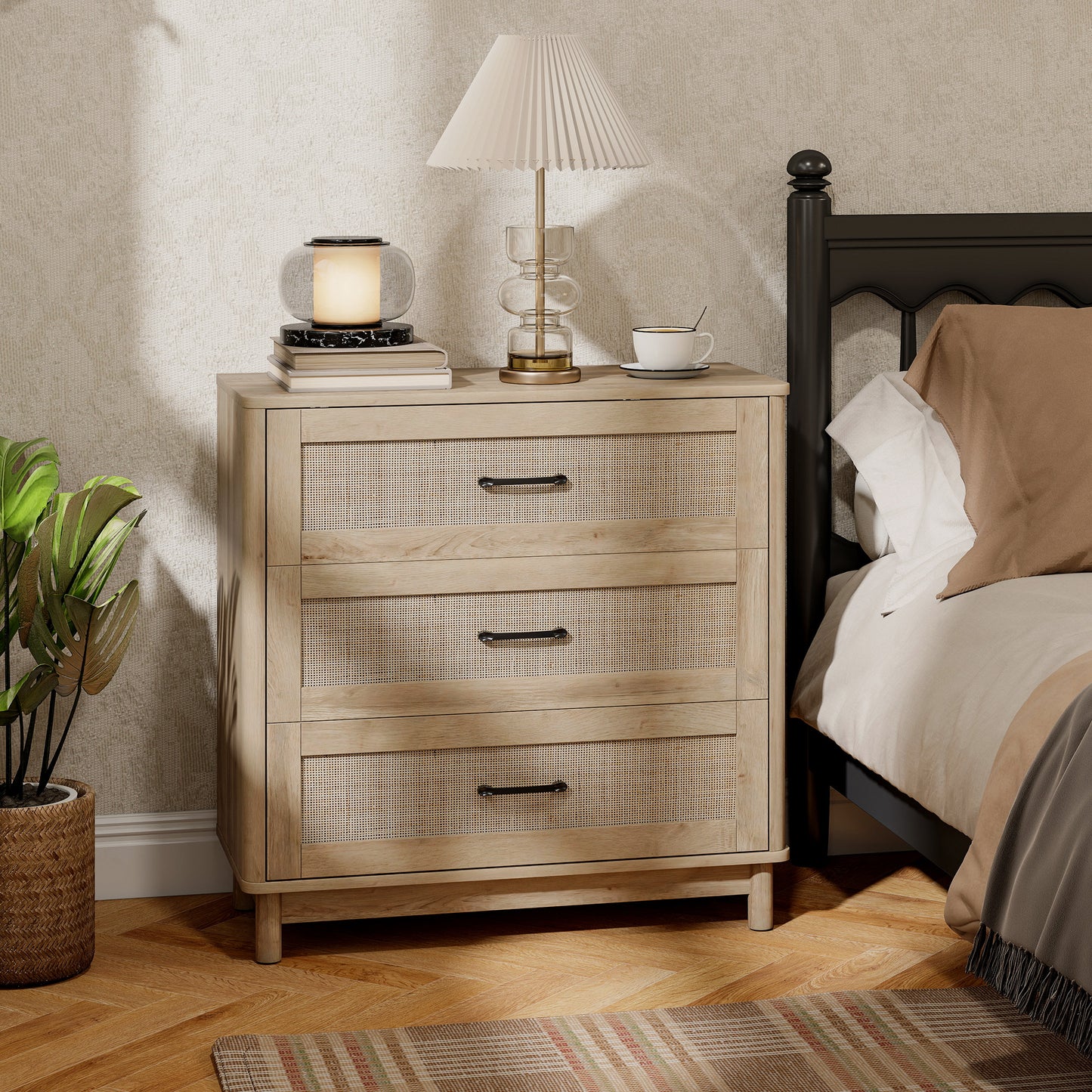 3 Drawer Chest of Drawers, Wide Storage Unit for Living Room, Oak