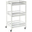 3-Tier Home Trolley Kitchen Storage w/ Steel Bars 4 Wheels Rolling Unit Organiser Living Room White