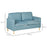 143cm 2 Seater Sofa for Living Room, Modern Fabric Couch, Loveseat Sofa Settee with Wood Legs and 2 Pockets for Bedroom and Home Office, Blue