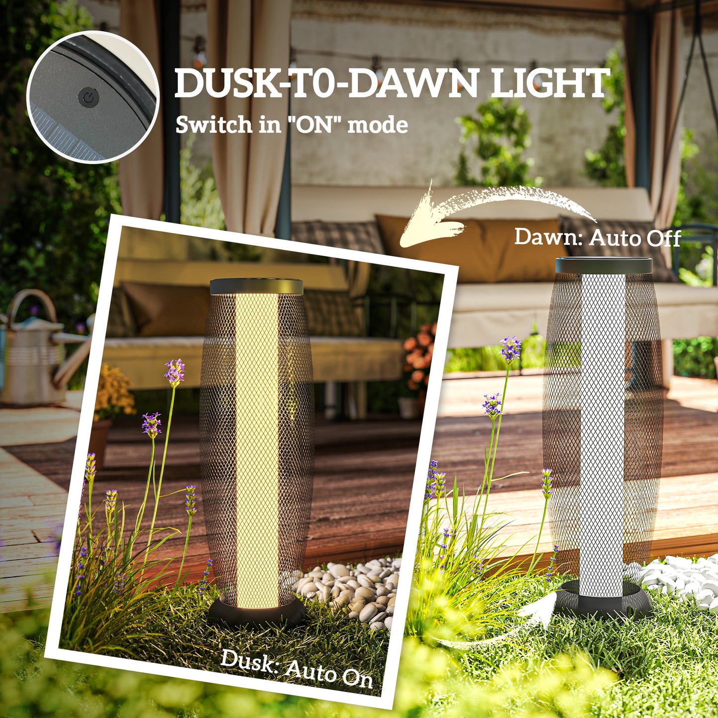 71.5 cm Garden Solar Lamp, Metal Floor Lamp with Auto On/Off LED