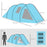 3-4 Man Tunnel Tent, Two Room Camping Tent with Windows and Covers, Portable Carry Bag, for Fishing, Hiking, Sports, Festival - Blue