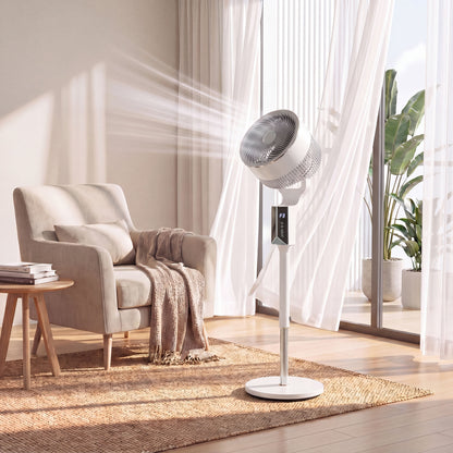20 dB Silent Standing Fan for Bedroom, 46" Pedestal Fan with 65° Oscillating, 85° Vertical Tilt, 8 Speeds, Remote Control, 12H Timer, Adjustable Height, White