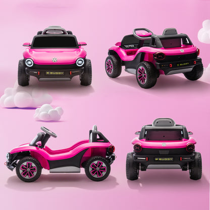 Volkswagen Licensed Kids Electric Car w/ Remote, Suspension, Pink