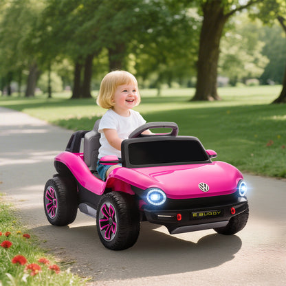 Volkswagen Licensed Kids Electric Car w/ Remote, Suspension, Pink