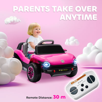 Volkswagen Licensed Kids Electric Car w/ Remote, Suspension, Pink