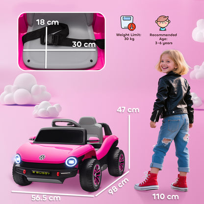 Volkswagen Licensed Kids Electric Car w/ Remote, Suspension, Pink