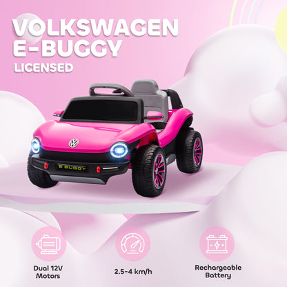 Volkswagen Licensed Kids Electric Car w/ Remote, Suspension, Pink