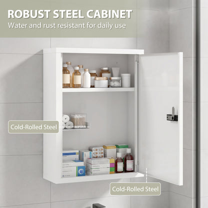 Wall Mount Medicine Cabinet with Combination Lock, White