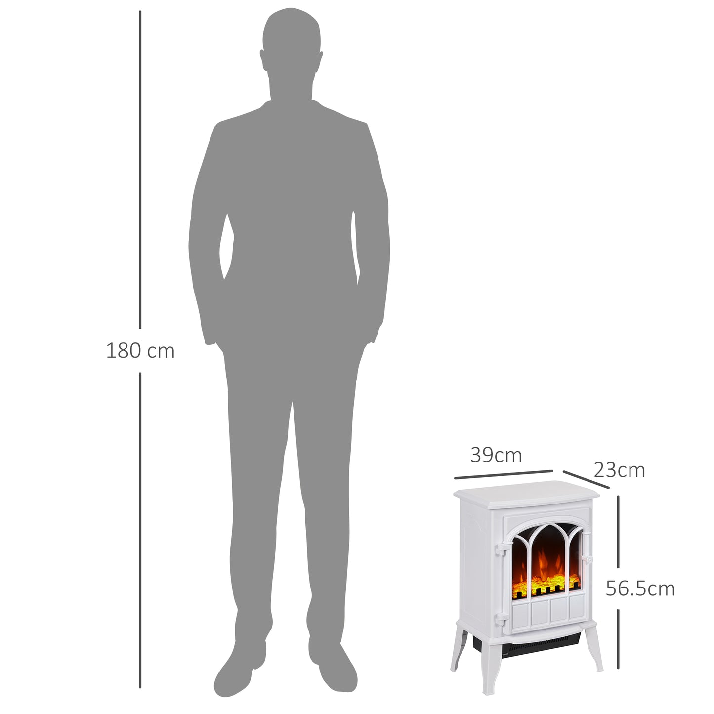 Electric Log Burner with LED Flame Effect 1000W/2000W