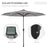 Garden Parasol with LED Lights, Solar Charged Patio Umbrella with Crank Handle, for Outdoor, Grey