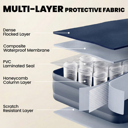 Inflatable Mattress, Double Air Bed with Built-in Pump, Grey