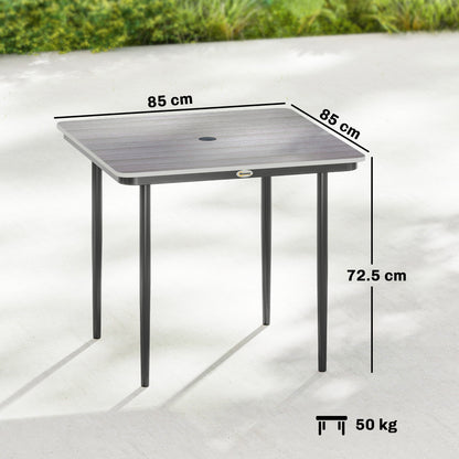 Garden Dining Table, Outdoor Table with Umbrella Hole, Light Grey