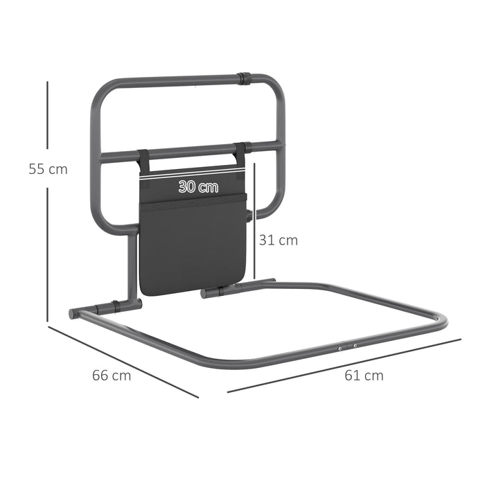 Folding Bed Rail for Elderly Adults, Bed Assist Rail with Storage Pocket Easy to Install, MaximumLoad 135kg, Black