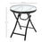 Foldable Garden Table, Round Folding Table with Glass Tabletop and Safety Buckle for Patio, Garden, Outdoor, Indoor, Black