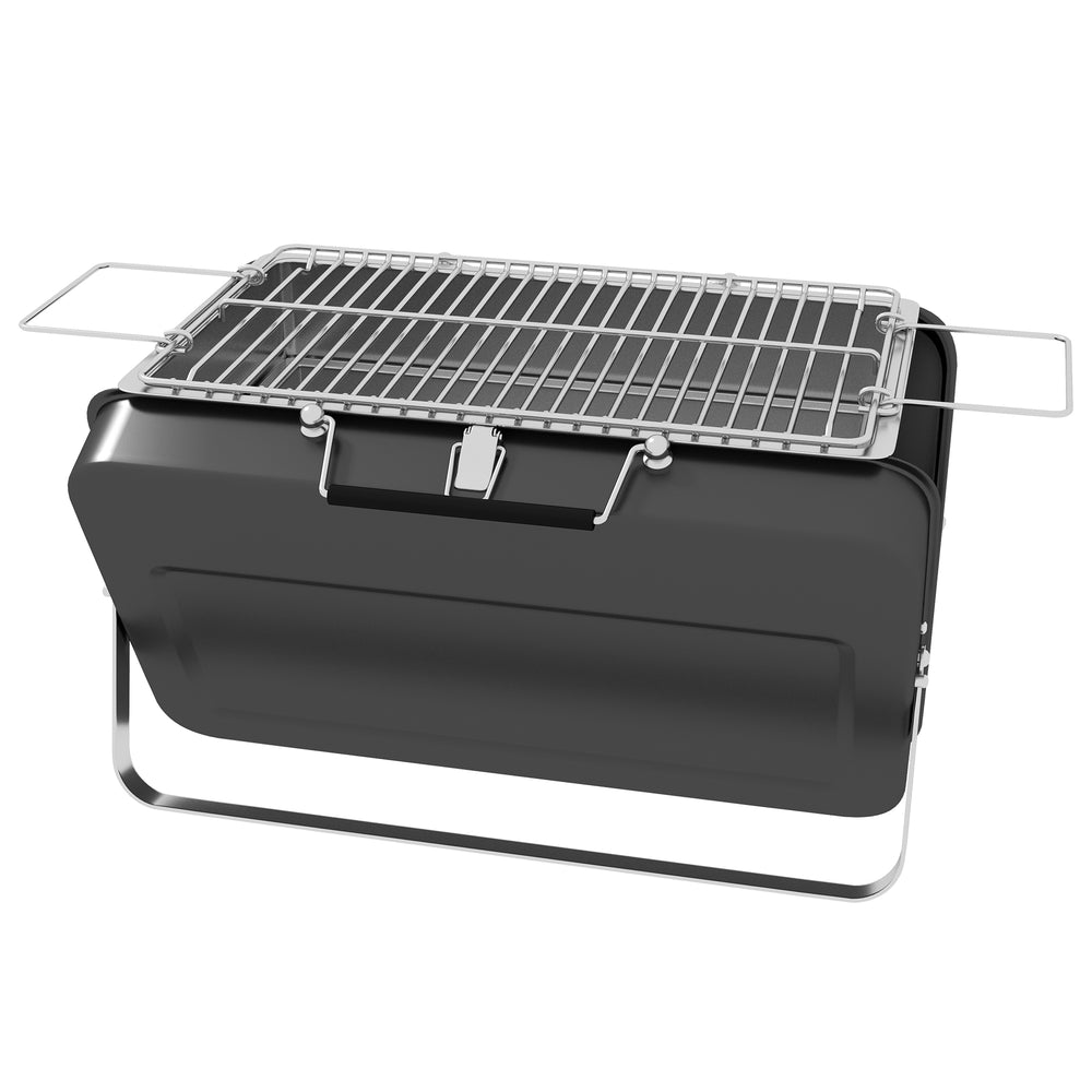 Foldable Suitcase Design Mini Charcoal Barbecue Grill BBQ, Black