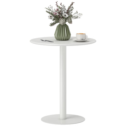 Dining Table, 60 cm Round Kitchen Table for 2 with Steel Base, White