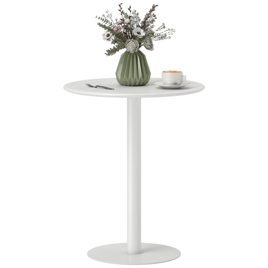 Dining Table, 60 cm Round Kitchen Table for 2 with Steel Base, White