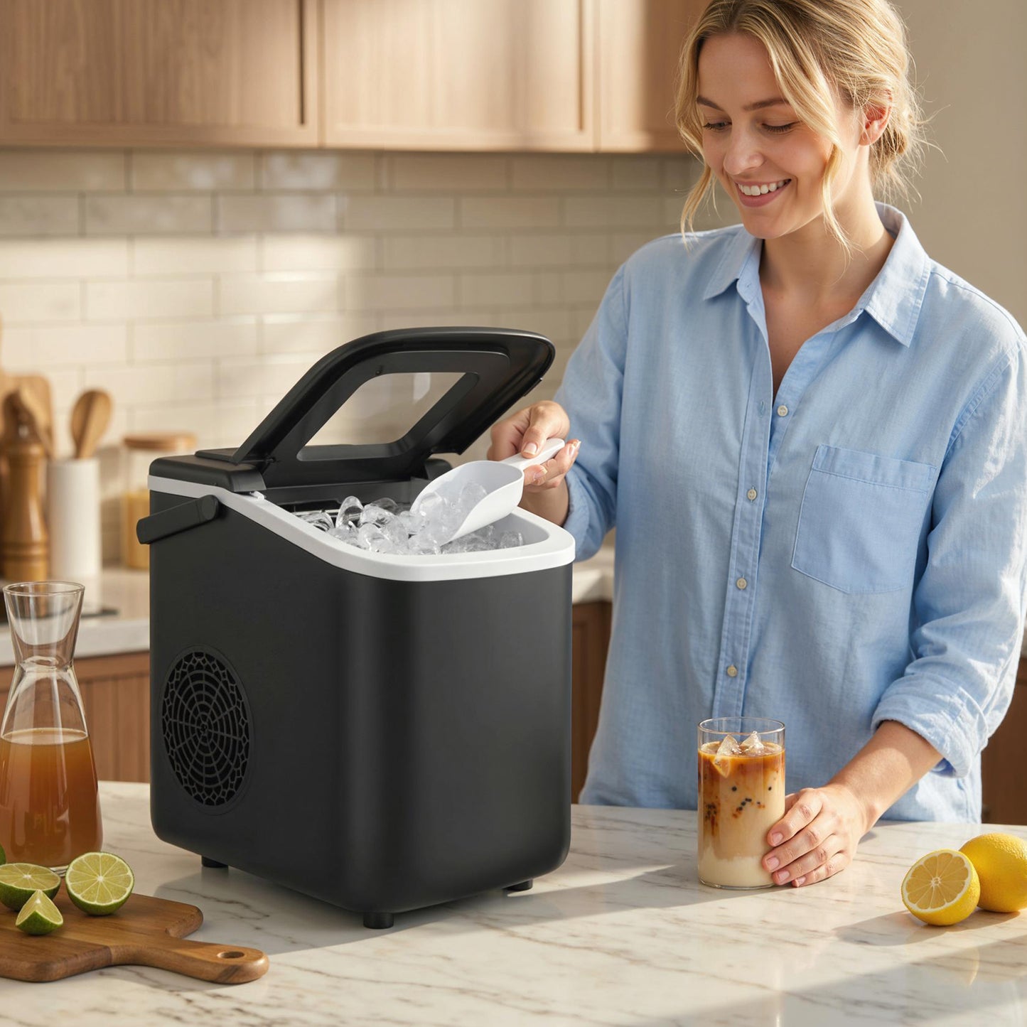 Countertop Ice Maker Machine Self-Cleaning 2 Sizes Black